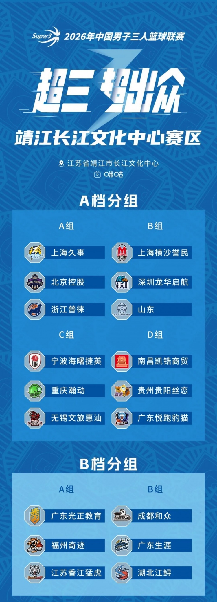 超三联赛靖江站赛程发布 四队升A四队降B