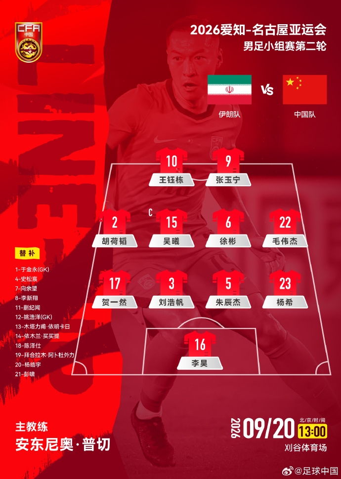 U23国足vs伊朗U23阵型:沿用442!首发无变化,毛伟杰右前卫 U23国足vs伊朗U23阵型:沿用442!首发无变化,毛伟杰右前卫